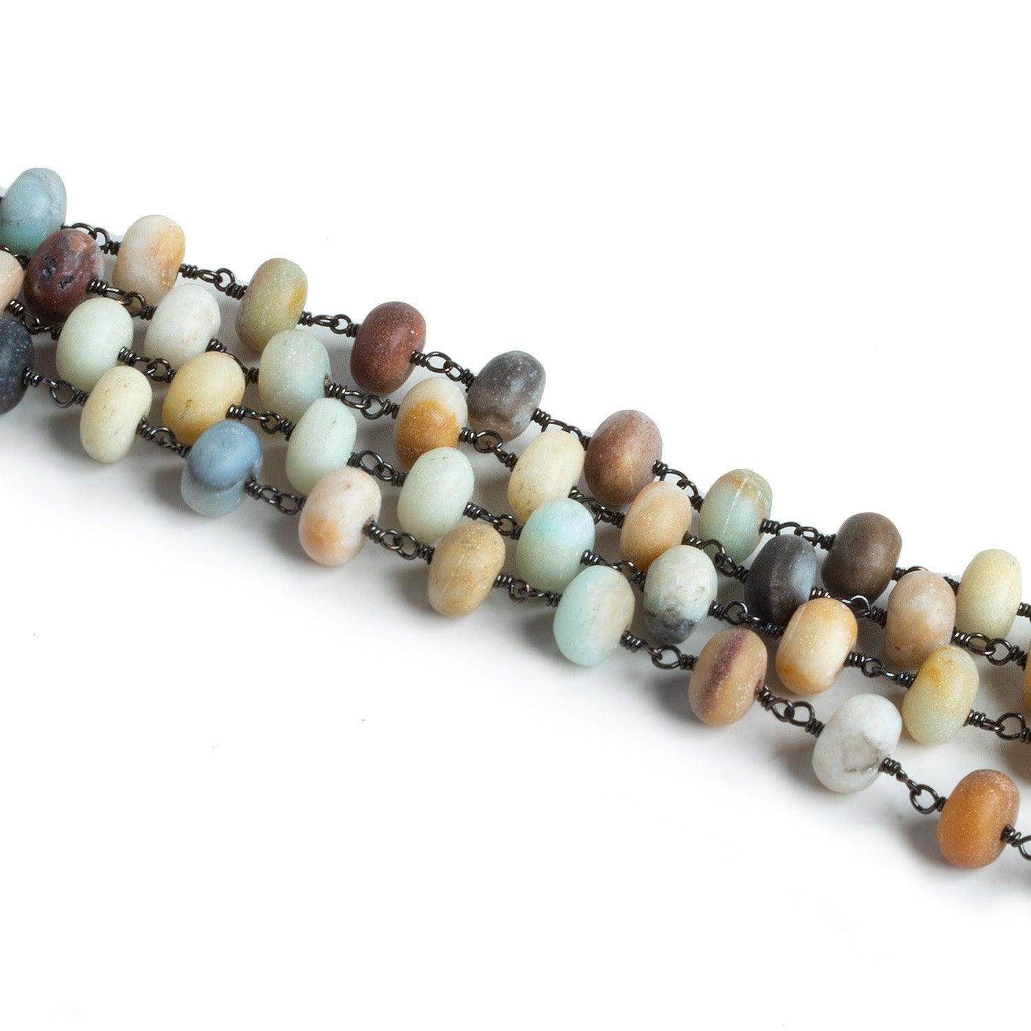 Lot of 2.5ft - 8mm Matte Amazonite Black Gold Chain - The Bead Traders