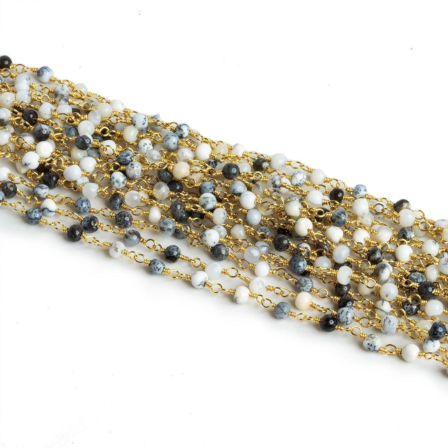 Lot of 28ft - 3mm Dendritic Opal Round Gold Chain - The Bead Traders