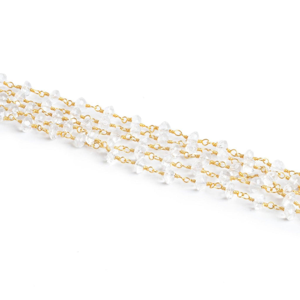 Lot of 6 - 4mm Crystal Quartz Gold Chain - The Bead Traders