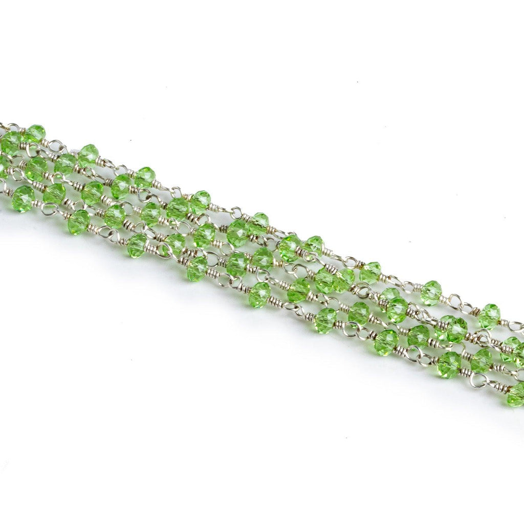 Lot of 6ft - 3-4mm Green Crystal Silver Chain - The Bead Traders