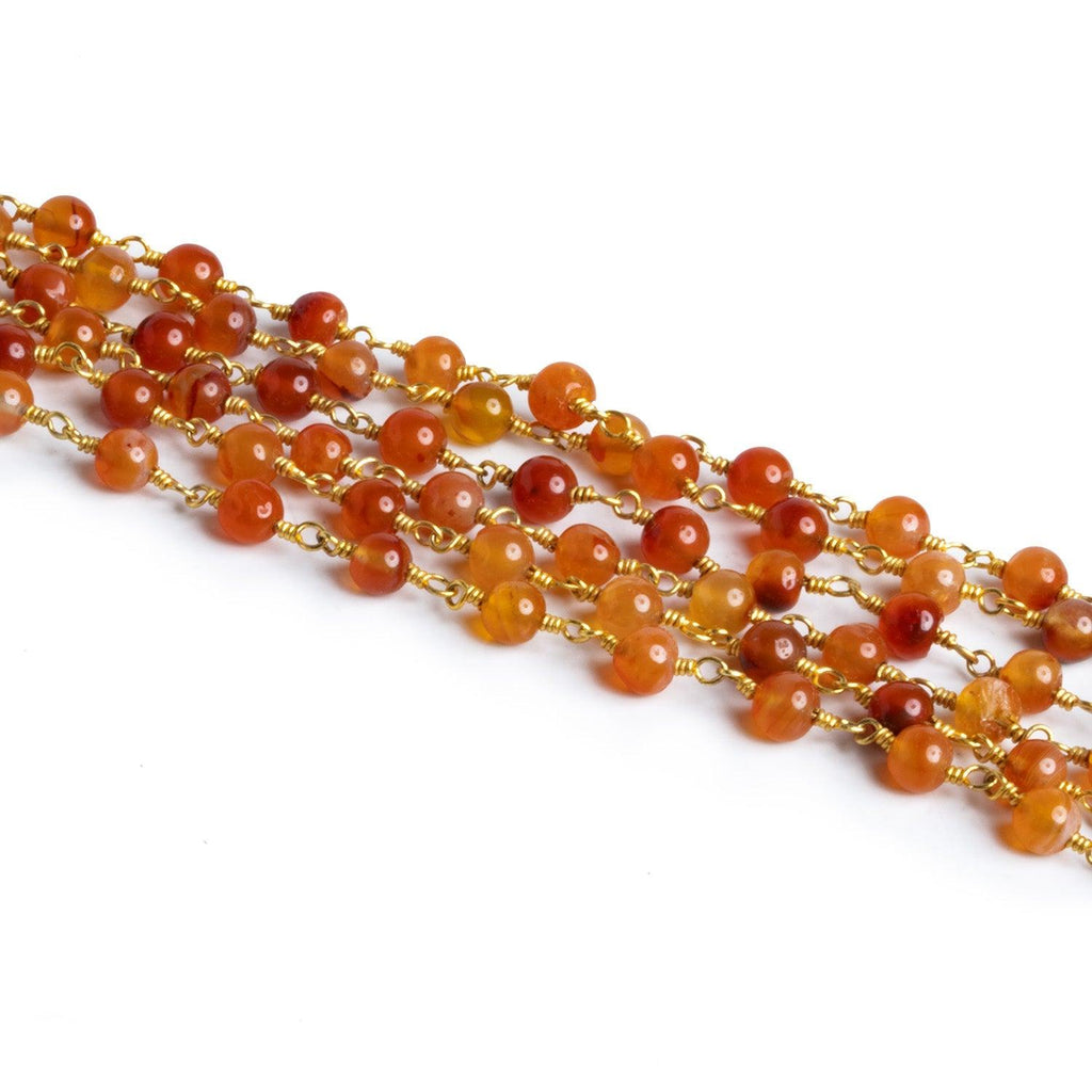 Lot of 8 - 4-5mm Carnelian Round Gold Chain - The Bead Traders