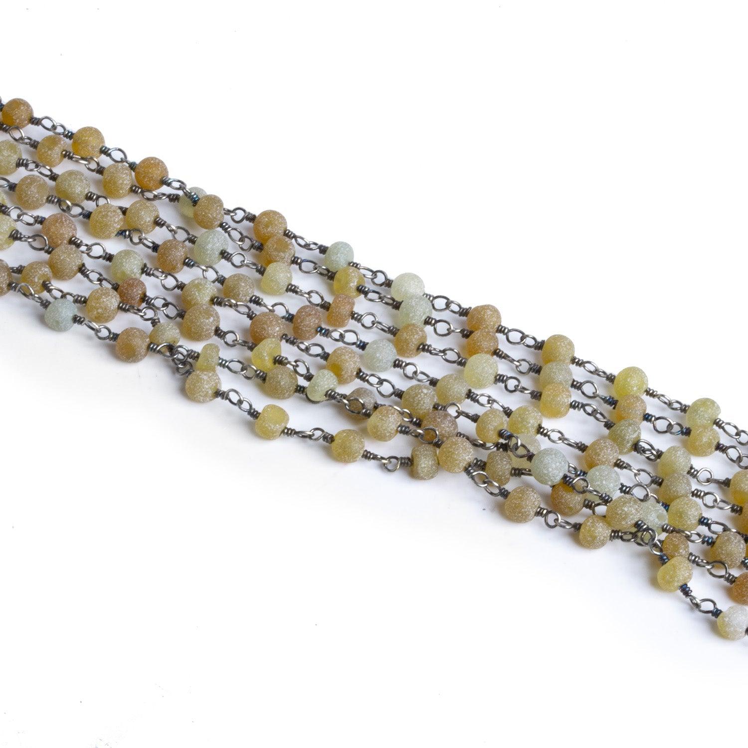 Lot of 8ft - 4mm Matte Chalcedony Black Gold Chain - The Bead Traders