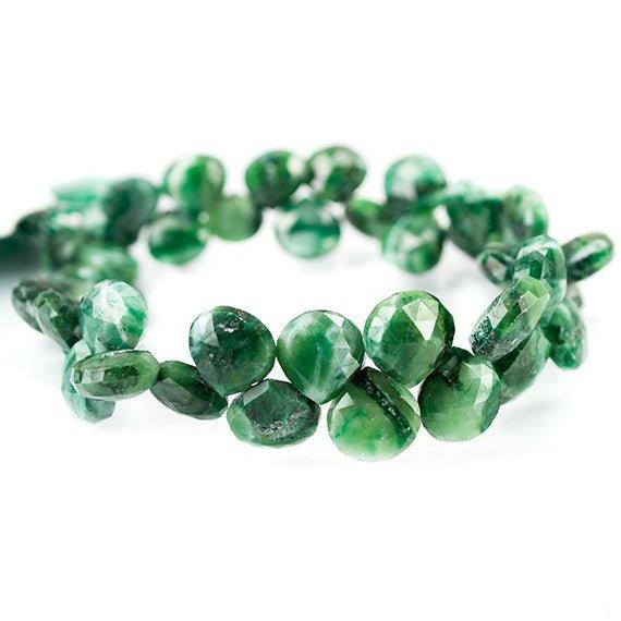 Marbled Green Agate Faceted Heart Beads 8 inch 41 pieces - The Bead Traders