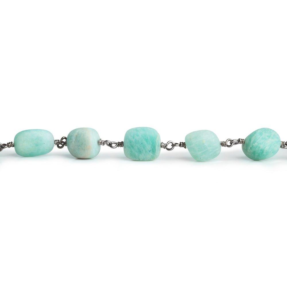 Matte Amazonite Plain Nugget Black Gold Chain 20 pieces - The Bead Traders