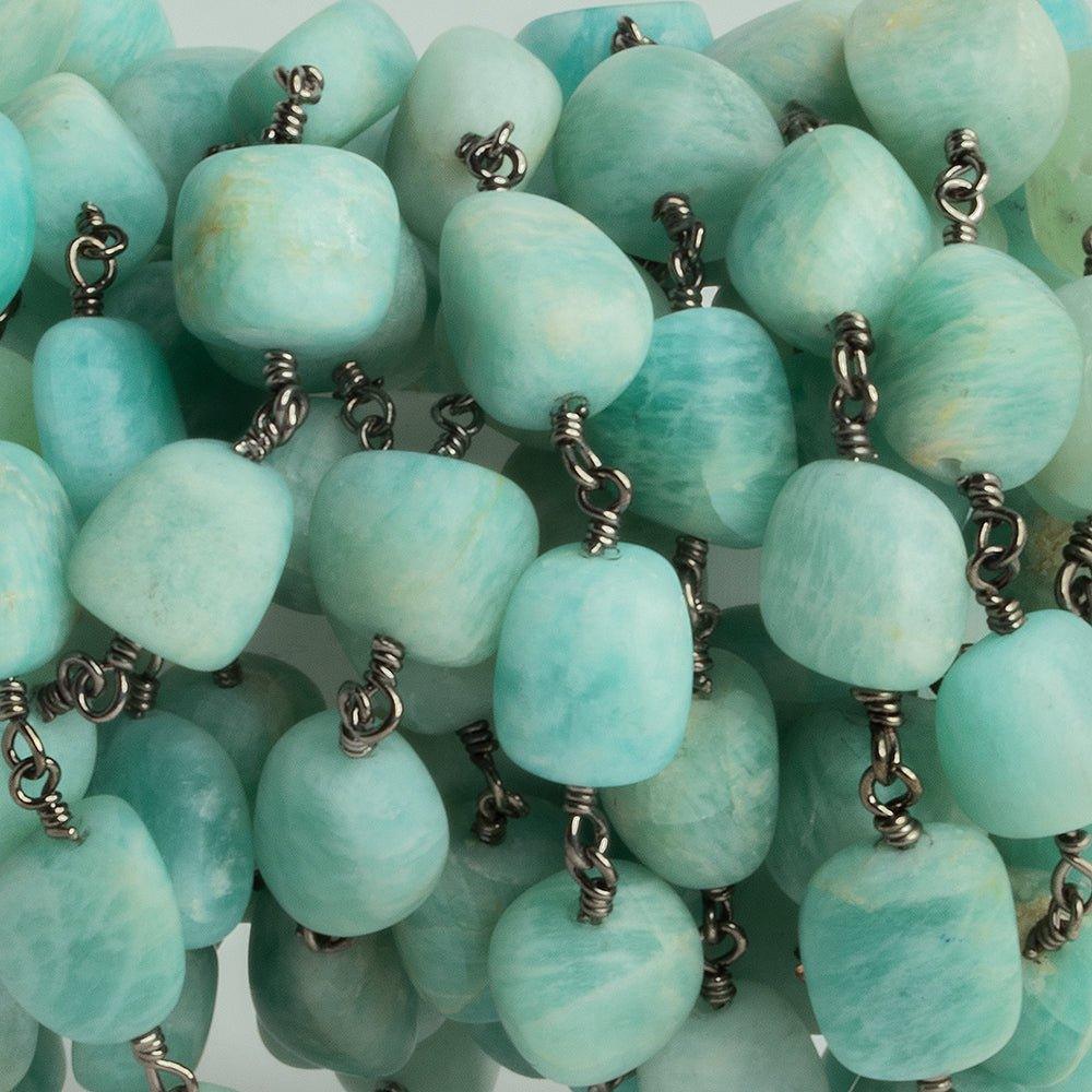 Matte Amazonite Plain Nugget Black Gold Chain 20 pieces - The Bead Traders
