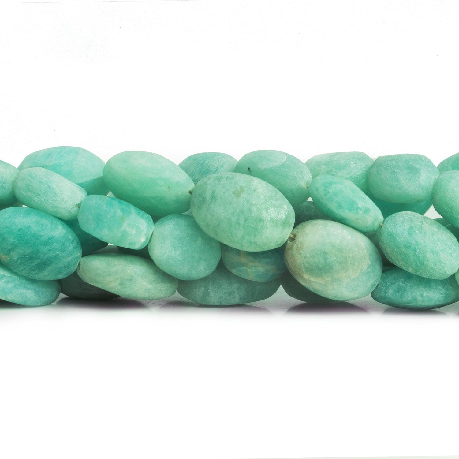Matte Amazonite plain oval beads 7.5 inch 13 pieces - The Bead Traders