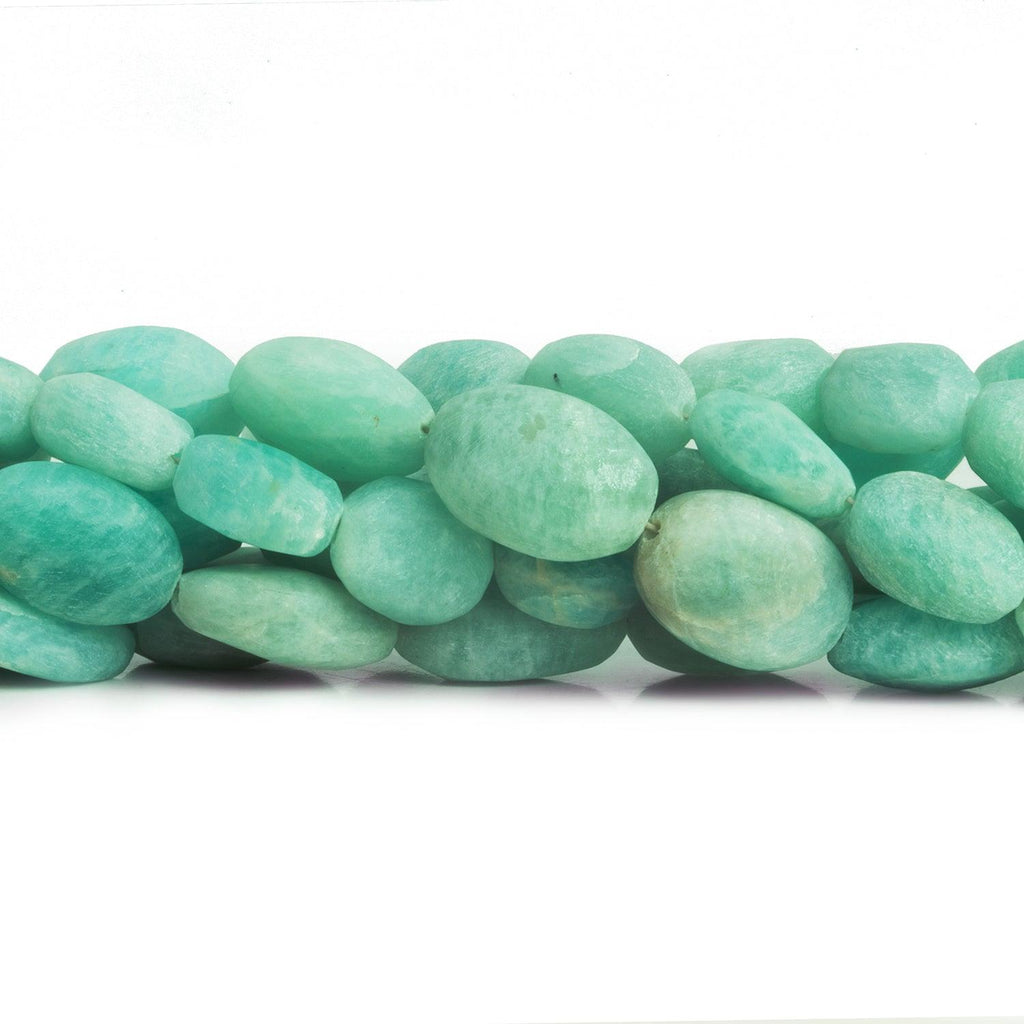 Matte Amazonite plain oval beads 7.5 inch 13 pieces - The Bead Traders