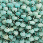 Matte Amazonite Rondelle Black Gold Chain by the Foot 32 Pieces - The Bead Traders