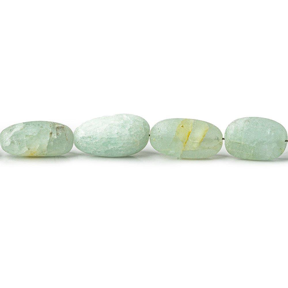 Matte Aquamarine Beryl plain nugget beads 12 inch 28 beads 10x8x6-11x9x7mm - The Bead Traders