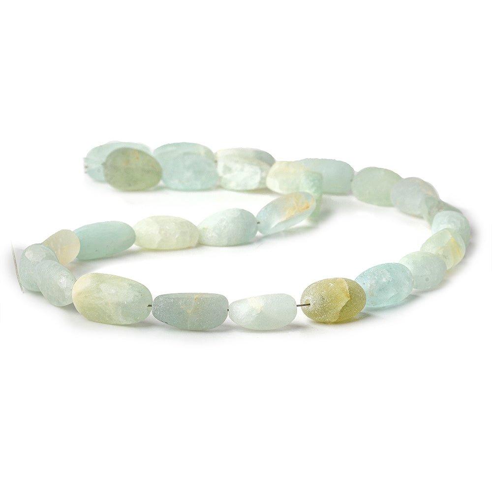 Matte Aquamarine Beryl plain nugget beads 12 inch 28 beads 10x8x6-11x9x7mm - The Bead Traders