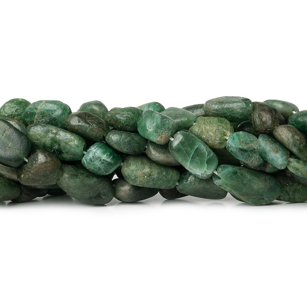 Matte Blue & Green Apatite straight drilled plain nugget beads 12.5 inch 29 beads - The Bead Traders
