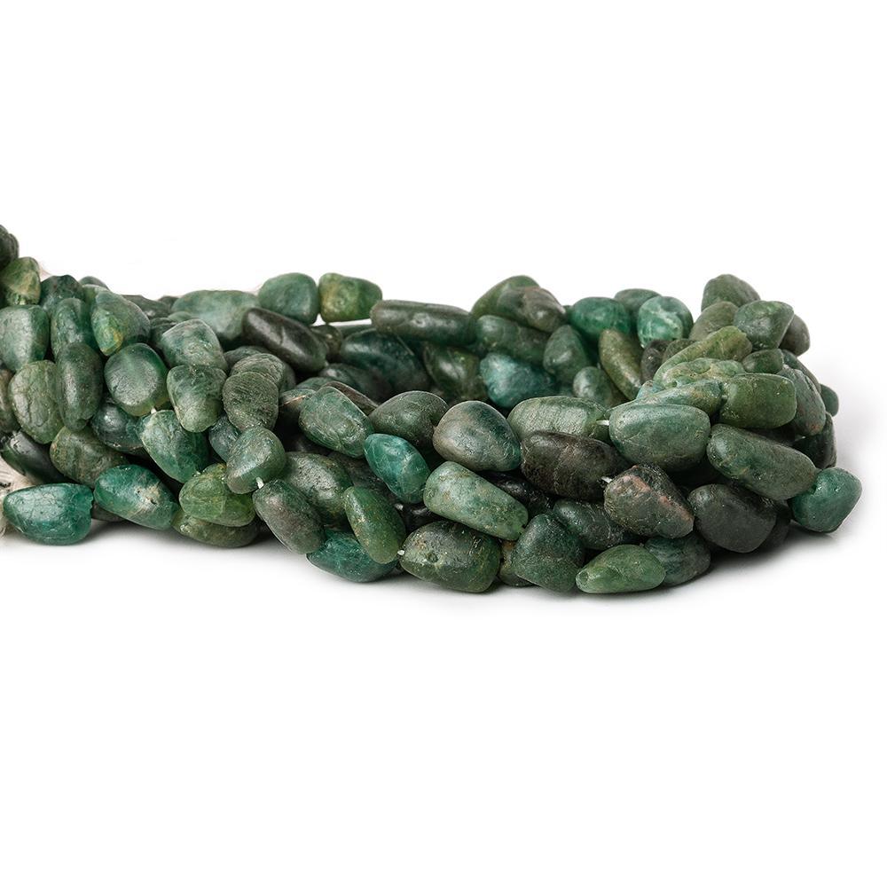 Matte Blue & Green Apatite straight drilled plain nugget beads 12.5 inch 29 beads - The Bead Traders