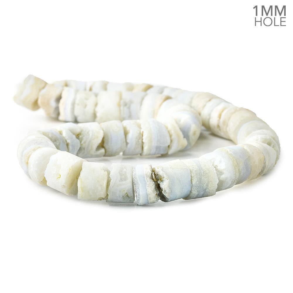 Matte Blue Lace Agate Center Drilled Drusy Heishi 15.5 inch 49 beads 11.5-12mm diameter - The Bead Traders