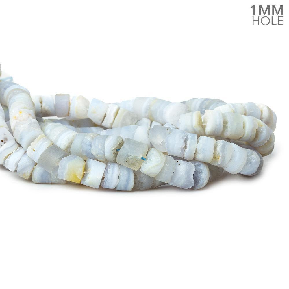 Matte Blue Lace Agate Center Drilled Drusy Heishi 16 inch 55 beads 10mm diameter - The Bead Traders