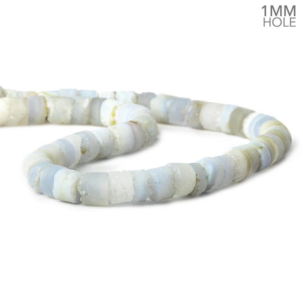 Matte Blue Lace Agate Center Drilled Drusy Heishi 16 inch 55 beads 10mm diameter - The Bead Traders