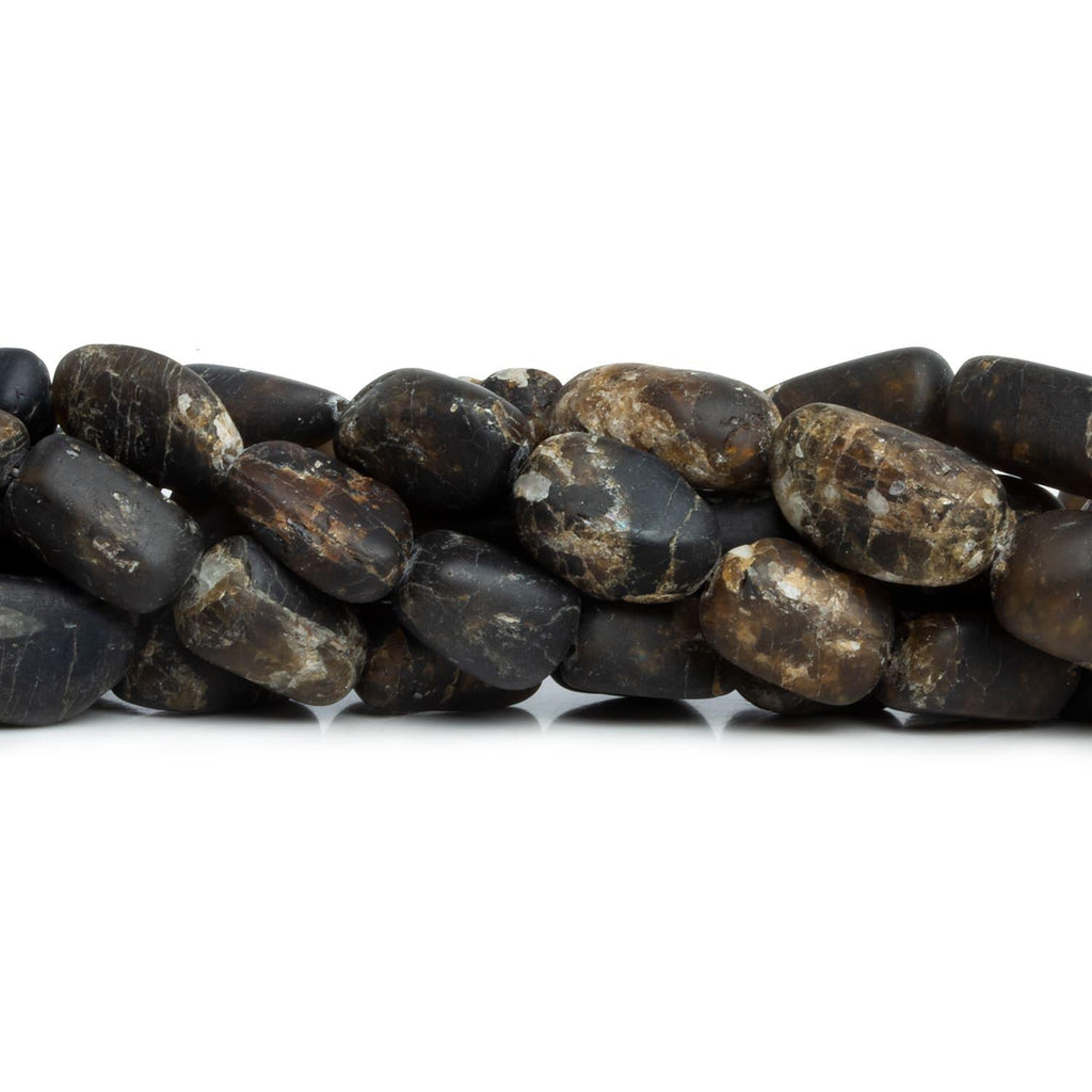Matte Chocolate Tourmaline Nuggets 7.5 inch 11 beads - The Bead Traders