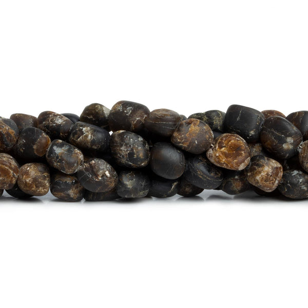 Matte Chocolate Tourmaline Nuggets 7.5 inch 18 beads