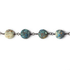 Matte Chrysocolla coins Black Gold plated Chain by the foot - The Bead Traders