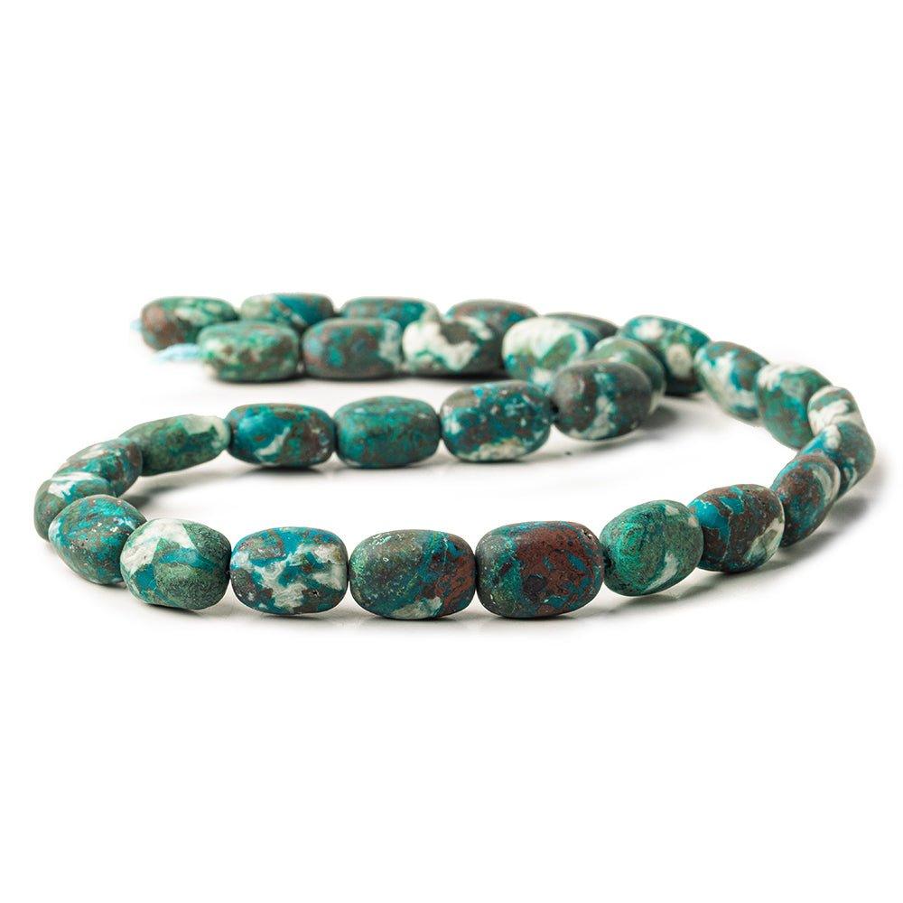Matte Chrysocolla plain nuggets 16 inch 30 beads 11x9-15x11mm - The Bead Traders