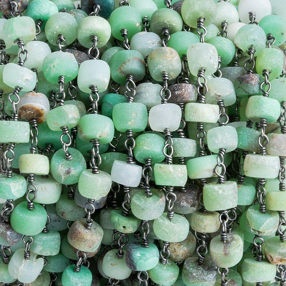 Matte Chrysoprase Heshi Black Gold Chain by the Foot 31 pieces - The Bead Traders