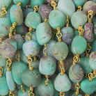 Matte Chrysoprase & Matrix nugget Gold plated Chain by the foot 18 beads - The Bead Traders