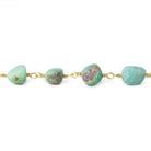 Matte Chrysoprase & Matrix nugget Gold plated Chain by the foot 18 beads - The Bead Traders