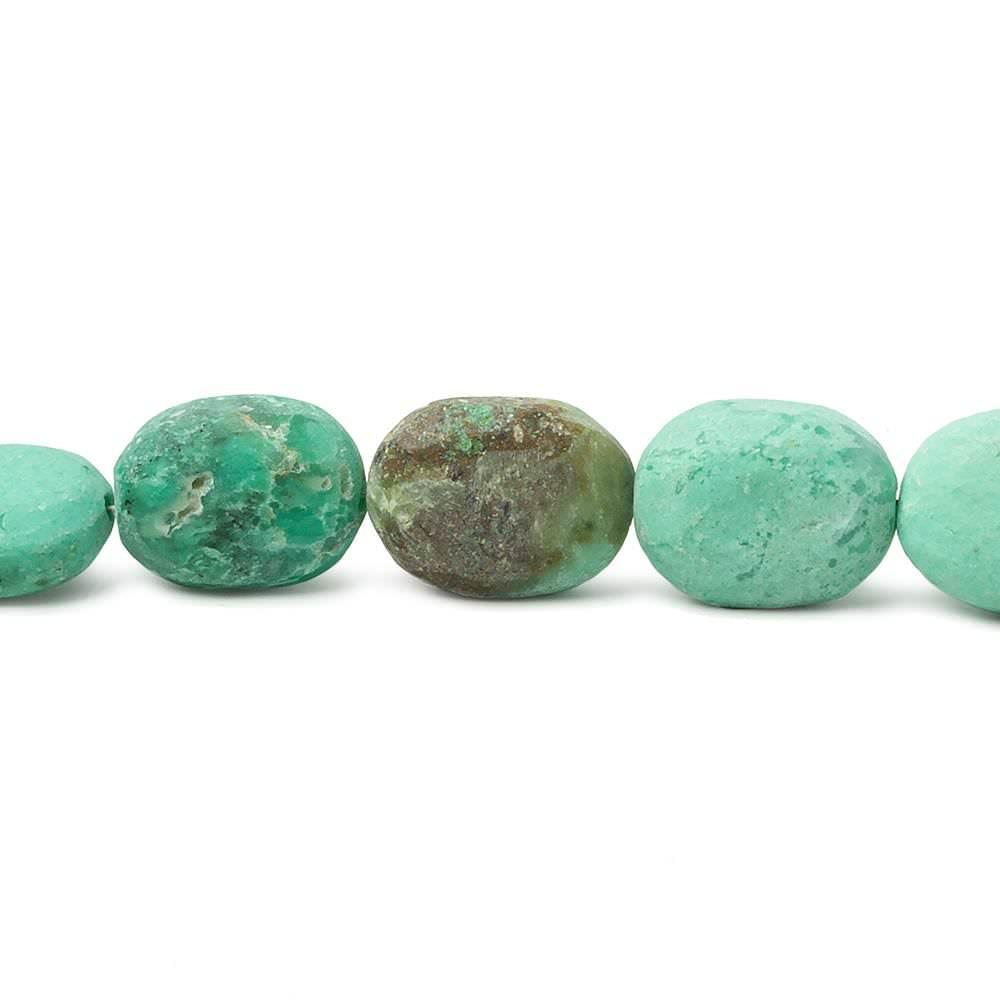 Matte Chrysoprase plain nugget beads 7.5 inch 14 pieces - The Bead Traders