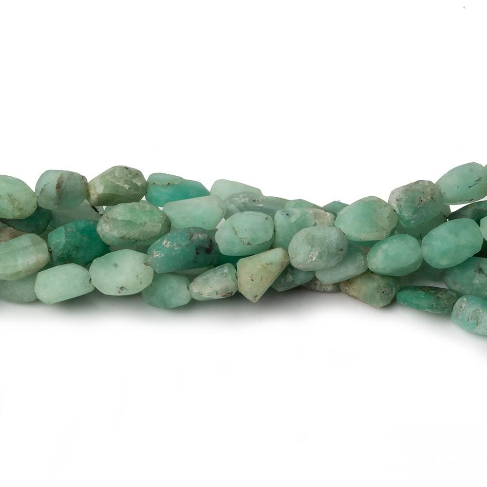 Matte Colombian Emerald tumbled plain nuggets 12 inch 42 beads A - The Bead Traders