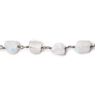 Matte Dalmation Rainbow Moonstone Nugget Black Gold plated Chain - The Bead Traders