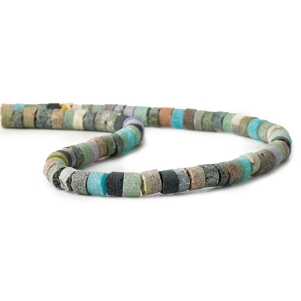 Matte Dark Multi Gemstone tumbled plain heishi 16 inch 80 beads 8mm diameter average - The Bead Traders