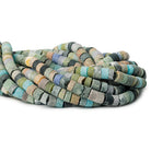 Matte Dark Multi Gemstone tumbled plain heishi 16 inch 80 beads 8mm diameter average - The Bead Traders