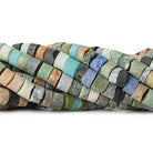 Matte Dark Multi Gemstone tumbled plain heishi 16 inch 80 beads 8mm diameter average - The Bead Traders