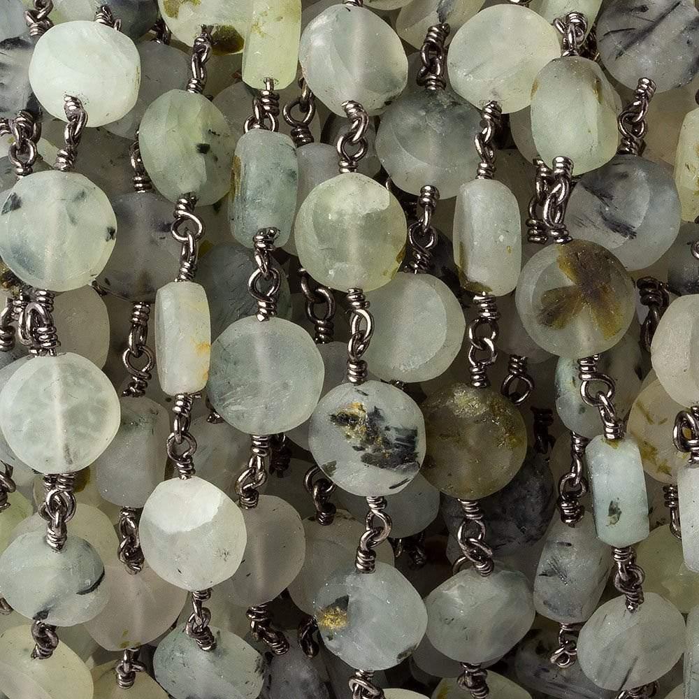 Matte Dendritic Prehnite plain coin Black Gold plated Chain by the foot - The Bead Traders