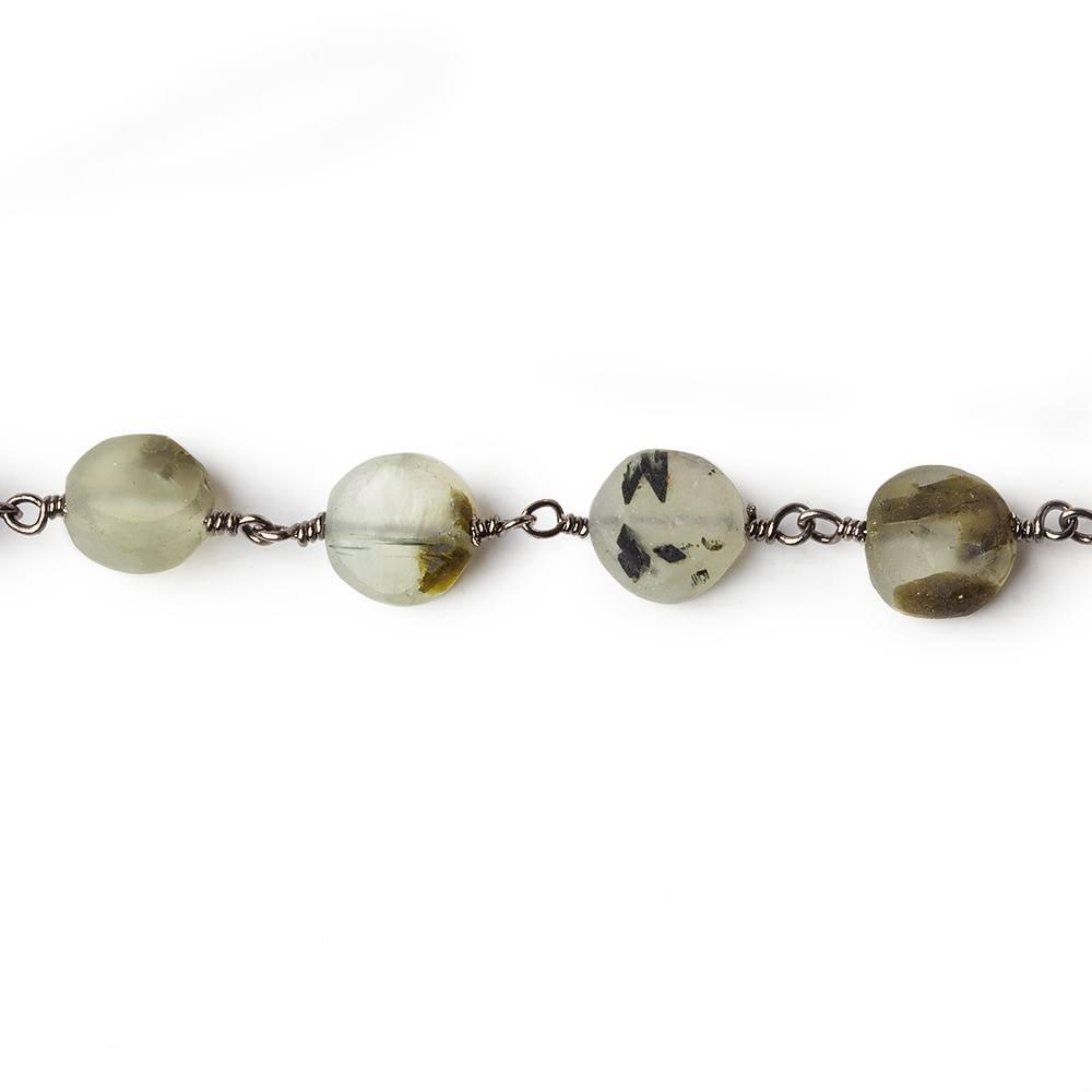 Matte Dendritic Prehnite plain coin Black Gold plated Chain by the foot - The Bead Traders