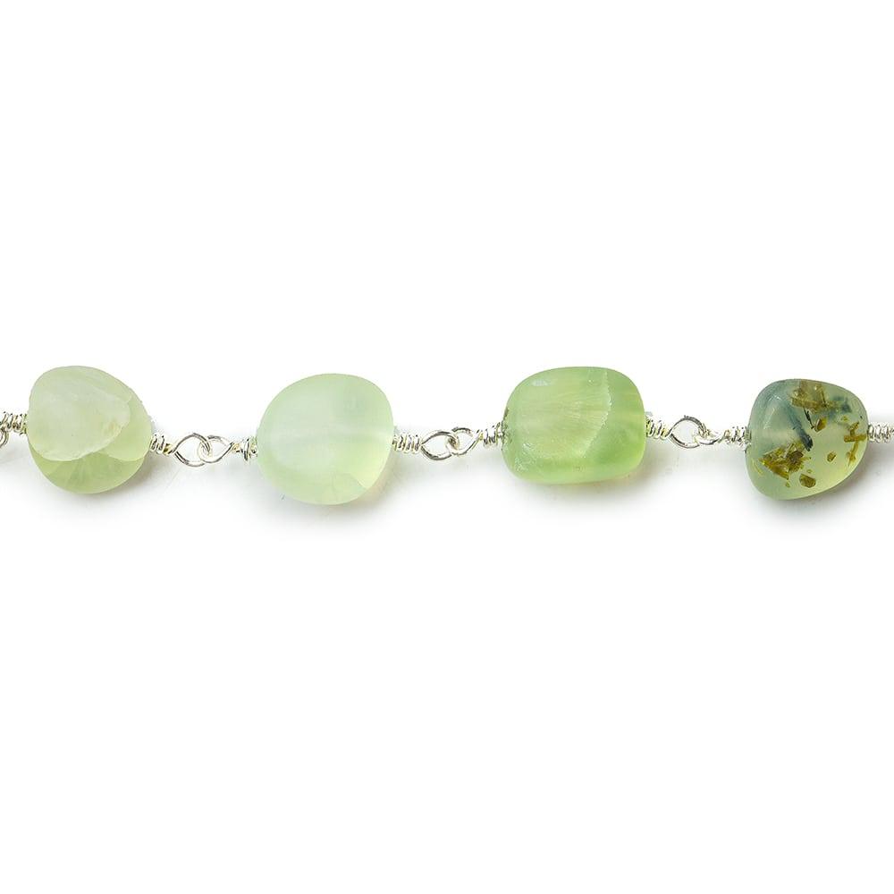Matte Dendritic Prehnite plain nugget Silver plated Chain by the foot 8x8-10x8mm - The Bead Traders