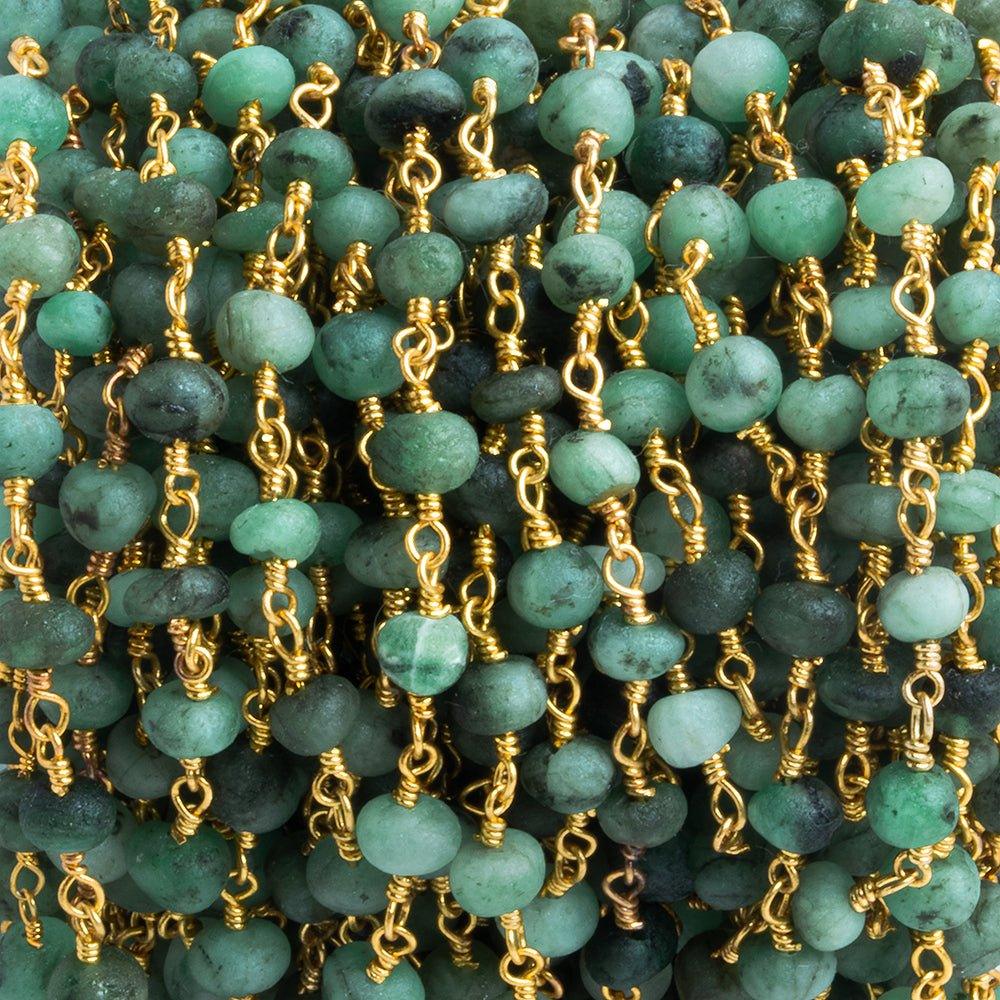 Matte Emerald Plain Rondelle Gold Plated Chain by the Foot 30 pieces - The Bead Traders