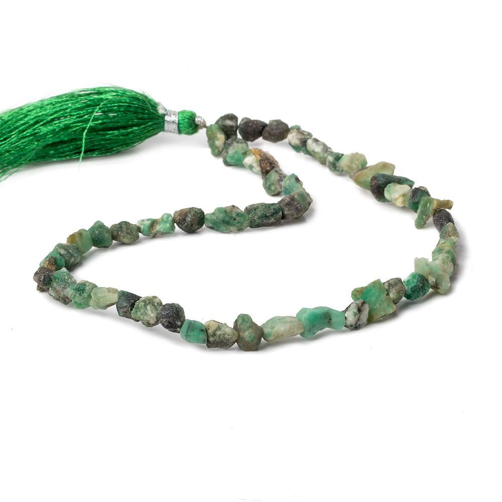 Matte Emerald straight drilled Natural Crystal beads 13 inch 42 beads - The Bead Traders