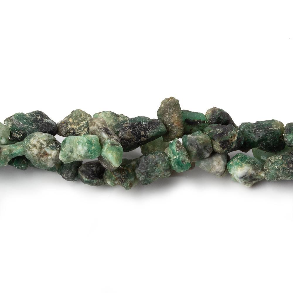 Matte Emerald straight drilled Natural Crystal beads 13 inch 42 beads - The Bead Traders