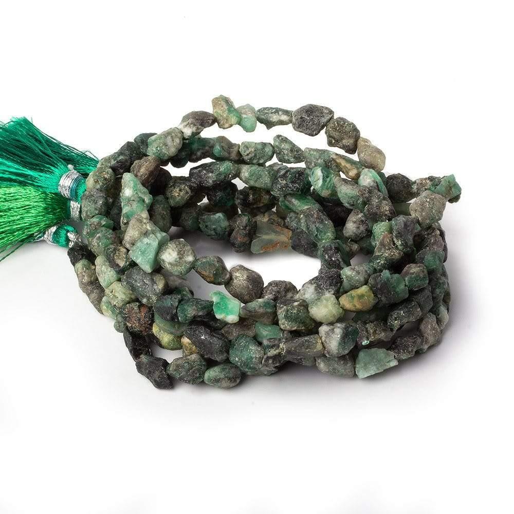 Matte Emerald straight drilled Natural Crystal beads 13 inch 42 beads - The Bead Traders