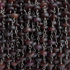 Matte Garnet Rondelle Black Gold Chain by the Foot 34 pieces - The Bead Traders