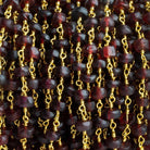 Matte Garnet Rondelle Gold Chain by the Foot 32 pieces - The Bead Traders
