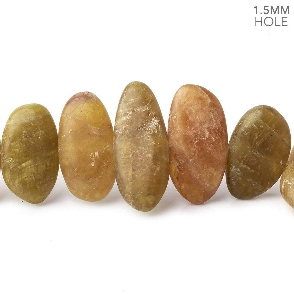 Matte Golden Tourmaline plain nuggets 16 inch 39 pieces - The Bead Traders