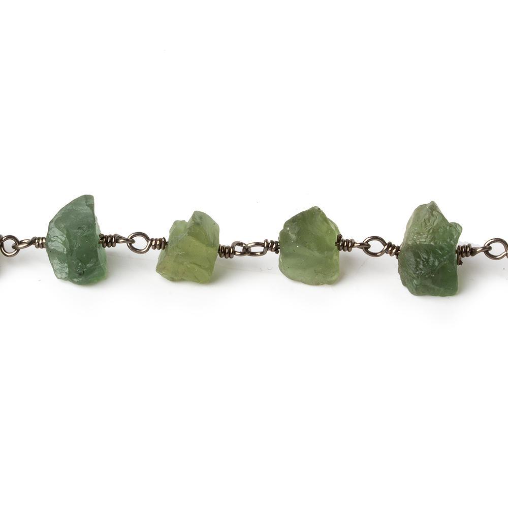 Matte Green Apatite Chips Black Gold plated Chain by the foot 27 pieces - The Bead Traders