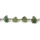 Matte Green Apatite Chips Black Gold plated Chain by the foot 27 pieces - The Bead Traders