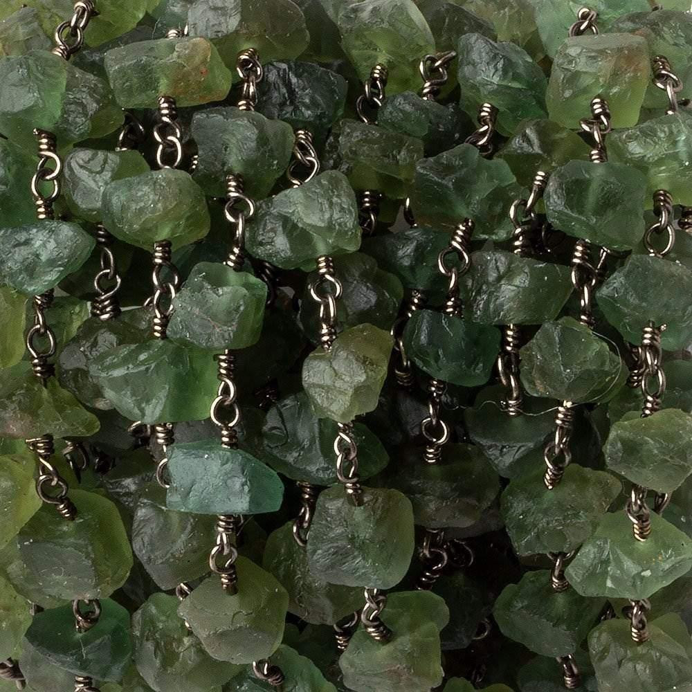 Matte Green Apatite Chips Black Gold plated Chain by the foot 27 pieces - The Bead Traders