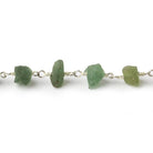 Matte Green Apatite Chips Silver plated Chain by the foot 28 pieces - The Bead Traders