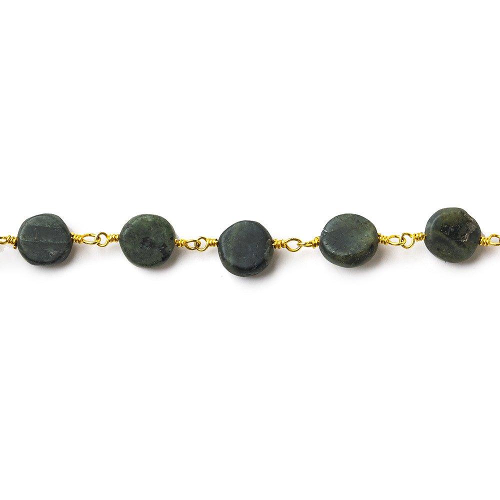 Matte Kyanite plain coin 22kt Gold plated Chain by the foot 8-8.5mm - The Bead Traders