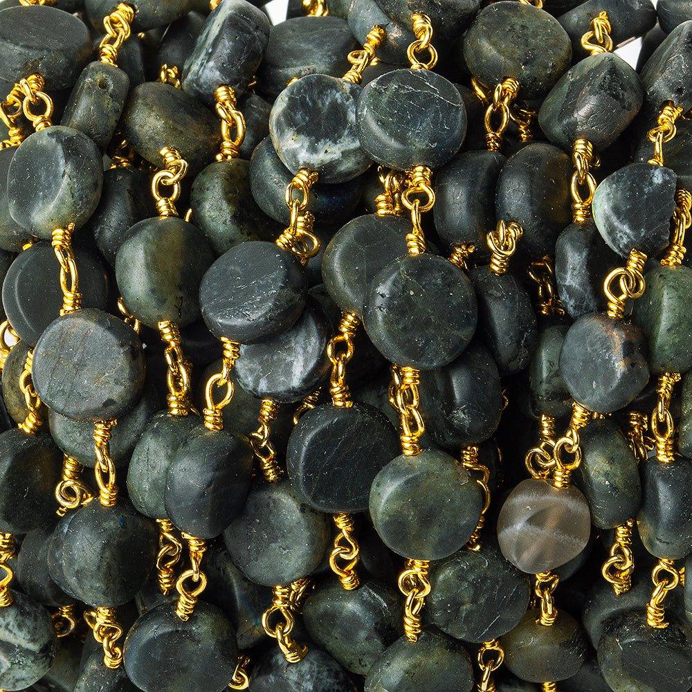 Matte Kyanite plain coin 22kt Gold plated Chain by the foot 8-8.5mm - The Bead Traders