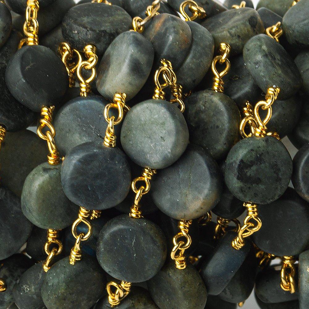 Matte Kyanite plain coin 22kt Gold plated Chain by the foot 8-9.5mm - The Bead Traders
