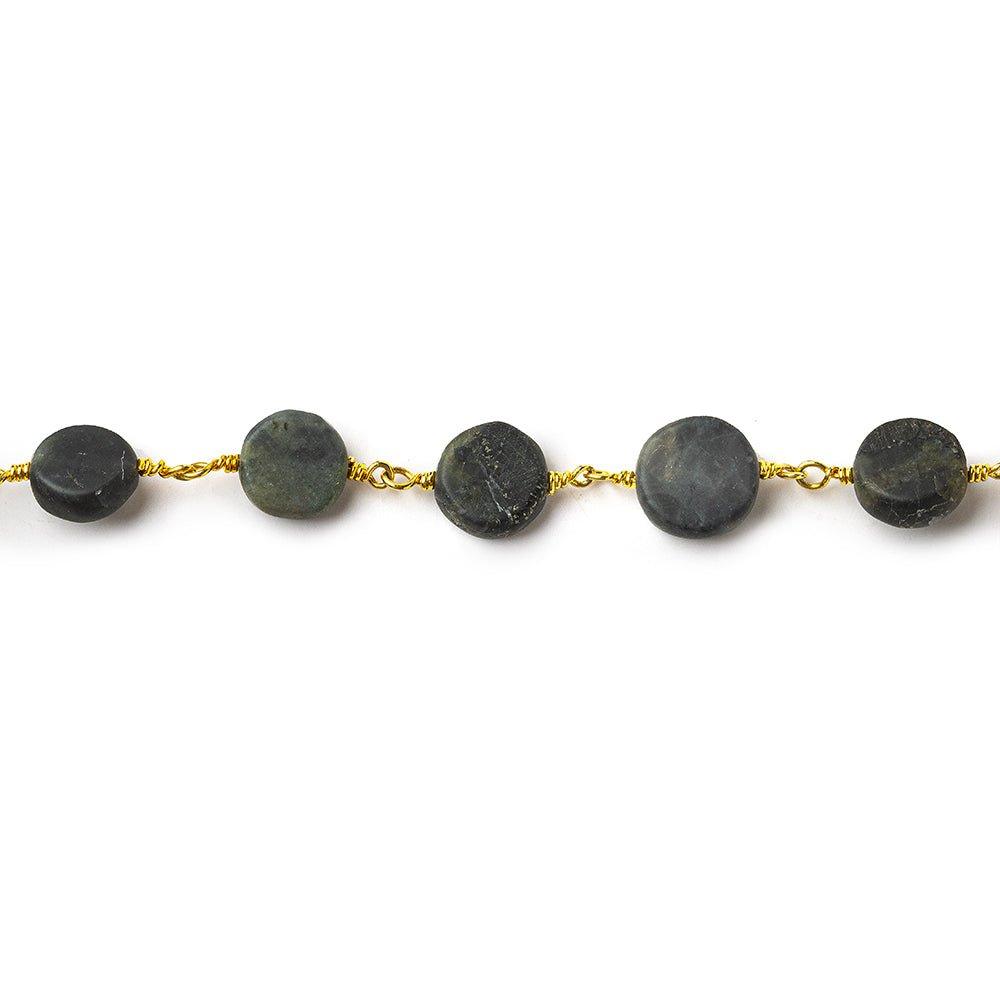 Matte Kyanite plain coin 22kt Gold plated Chain by the foot 8-9.5mm - The Bead Traders
